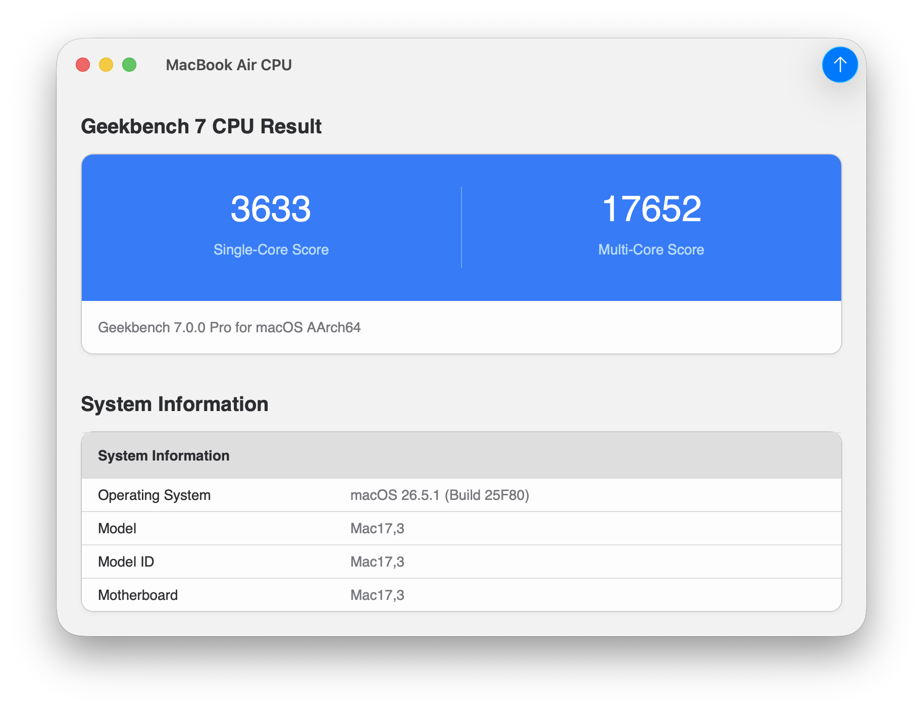 Geekbench 7 Document Screenshot